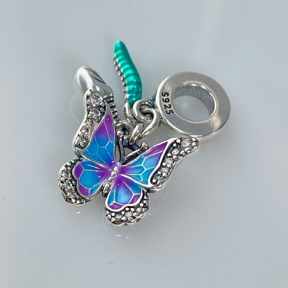 Sterling Silver Give Yourself Time - Butterfly Life Cycle Dangle Charm - Picture 15 of 15